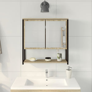 Mobiletto da Bagno con Specchiera  Rovere Sonoma 60x16x60 cm in Legno Ingegnerizzato 864340