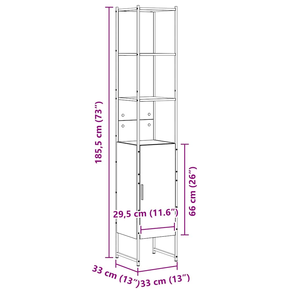 Mobile da Bagno Beige 33 x 33 x 185.5 cm Legno multistrato 864342