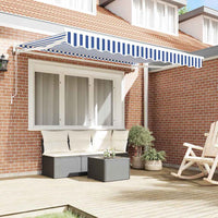 Tenda Retrattile Blu e Bianco 250x200 cm Tessuto 3329350