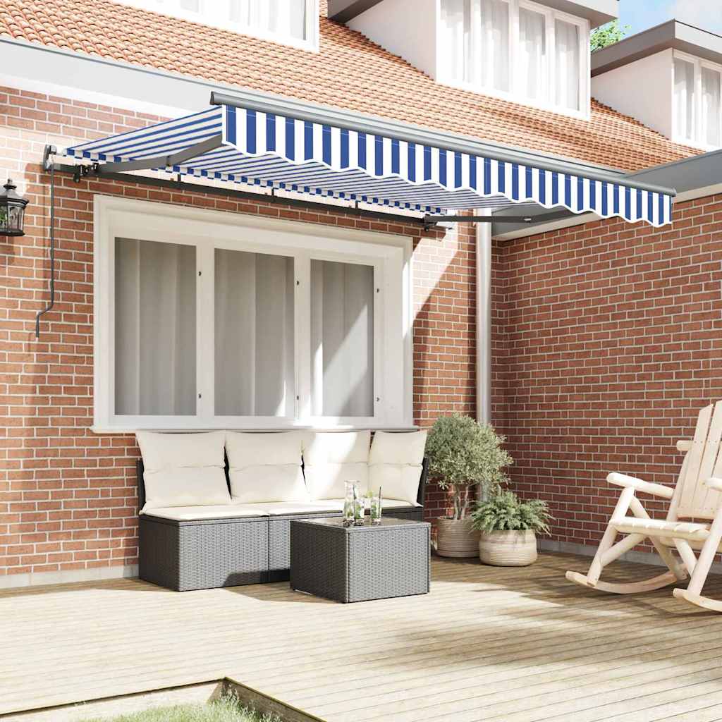 vidaXL Tenda Retrattile Blu e Bianco 250 x 200 cm