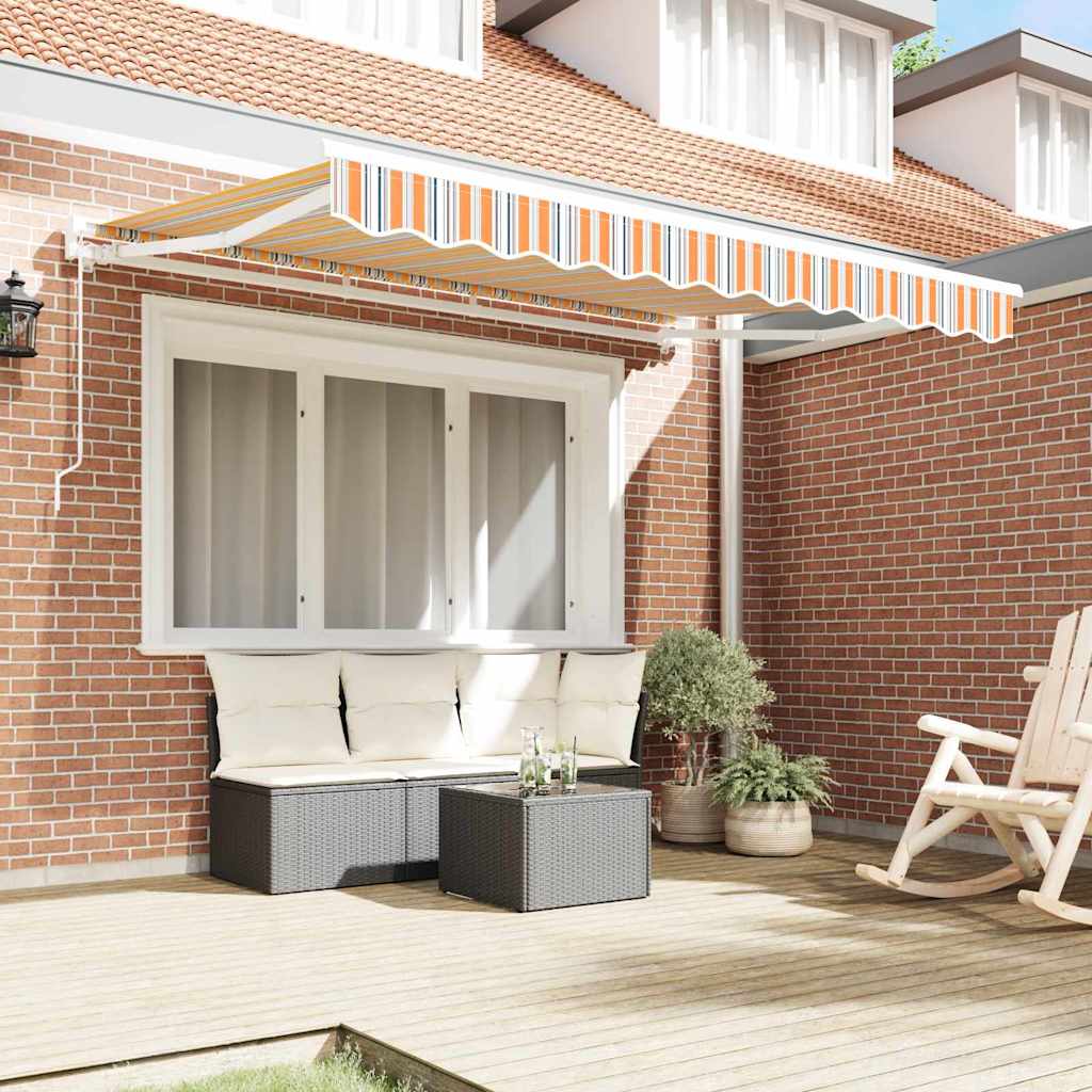 vidaXL Tenda Retrattile Striscia Multicolore 350x200 cm Tessuto