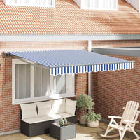 Tenda Retrattile Blu e Bianco 300x250 cm Tessuto 3329912