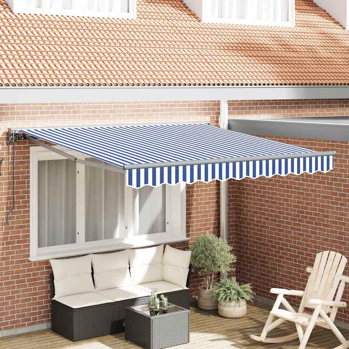 Tenda Retrattile Blu e Bianco 300x250 cm Tessuto 3329912