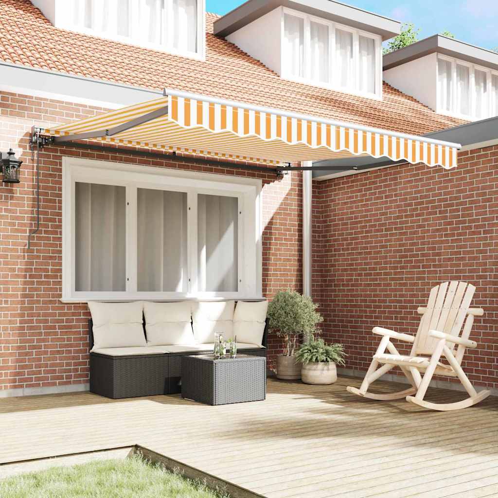 Tenda Retrattile Giallo e Bianco 300x250 cm Tessuto 3329928