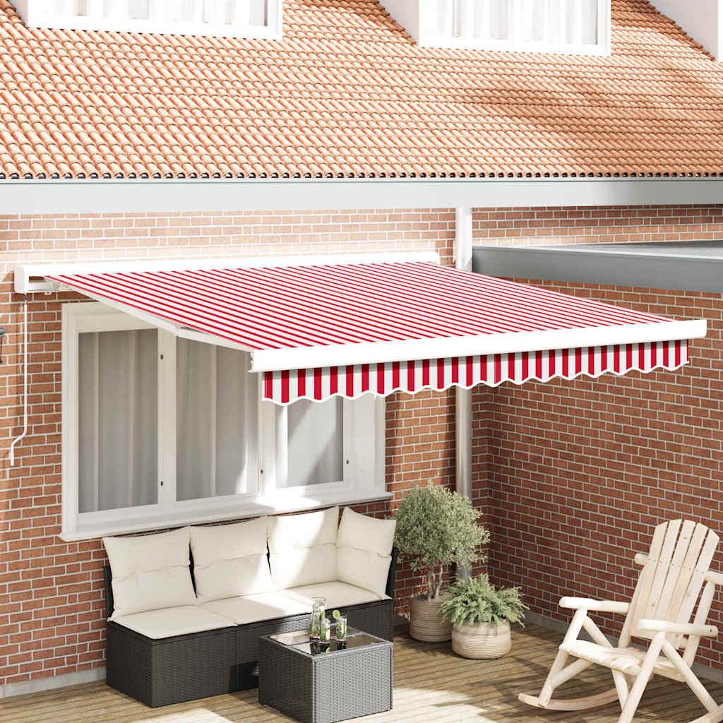 Tenda Retrattile Rosso e Bianco 300 x 250 cm Tessuto e Metallo 3329991