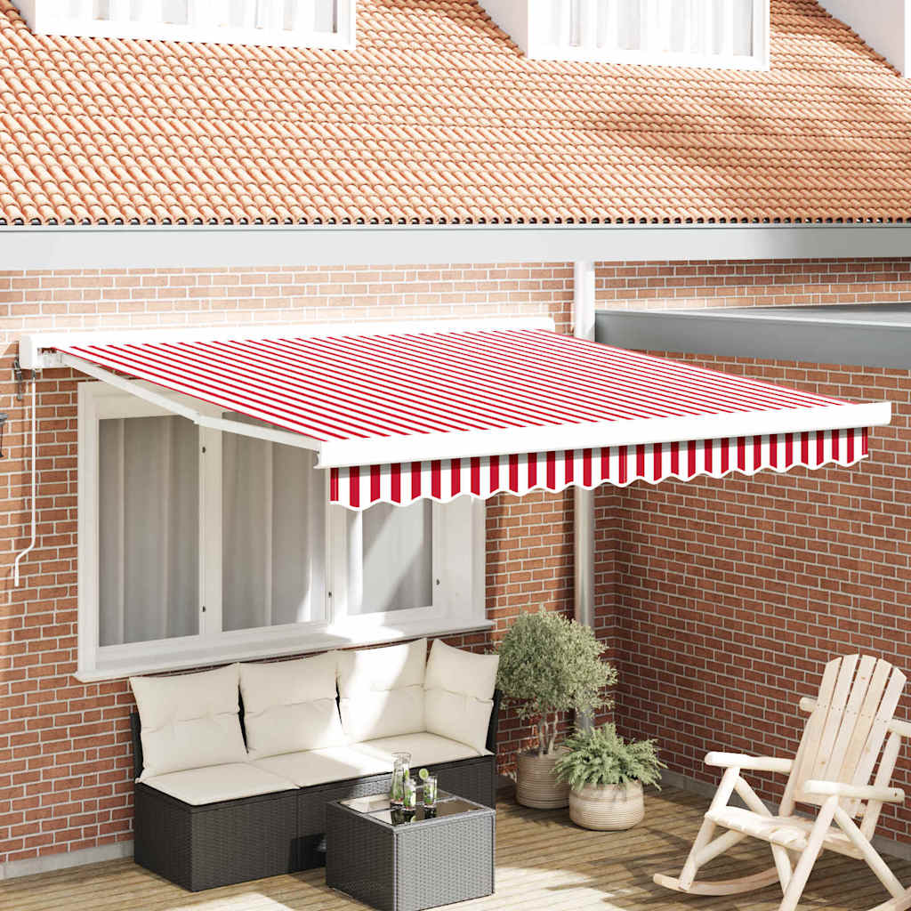 Tenda da sole automatica e retrattile  a righe rosse e bianche 300 x 250 cm 3329992