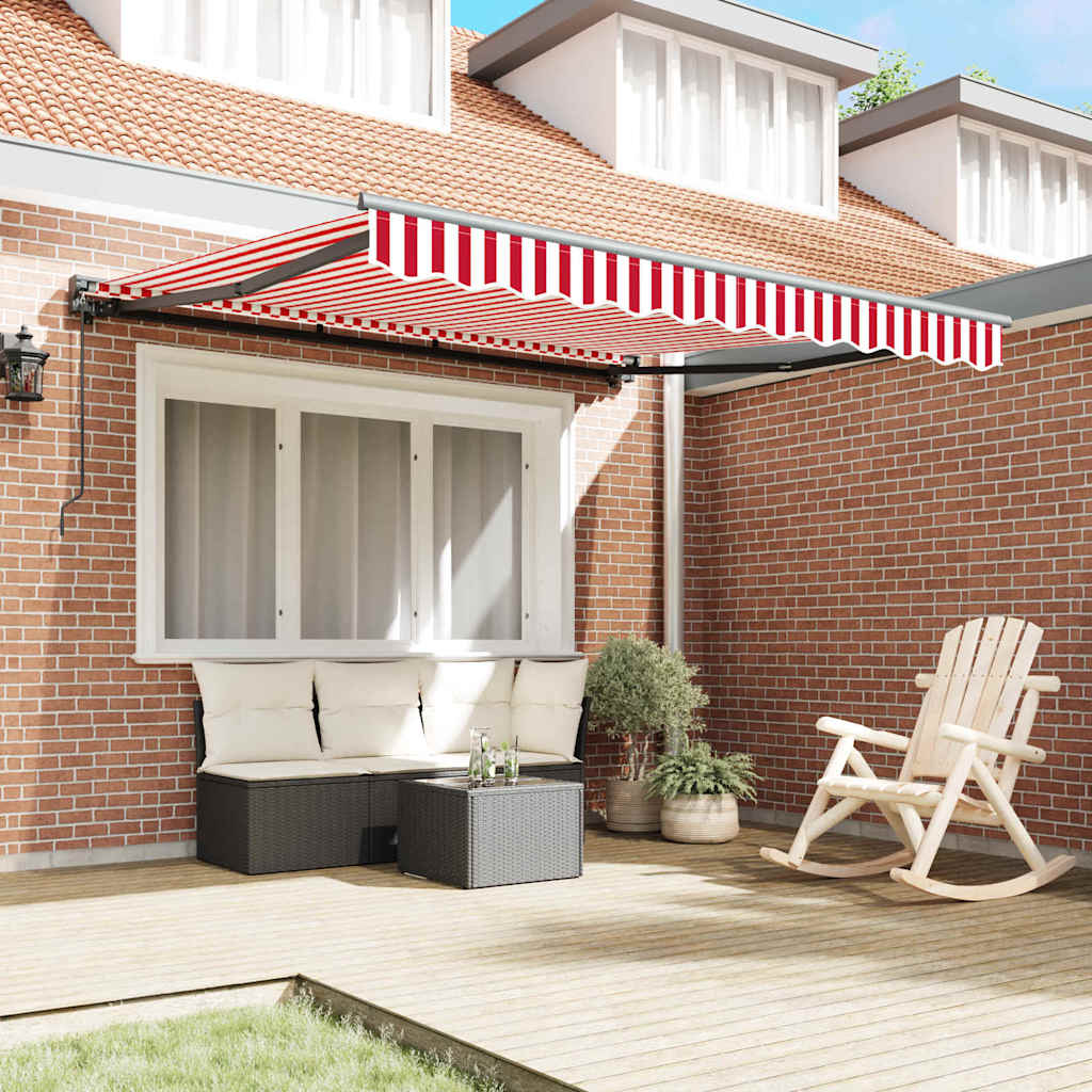 vidaXL Tenda Retrattile Striscia Rossa e Bianca 300x250 cm Tessuto