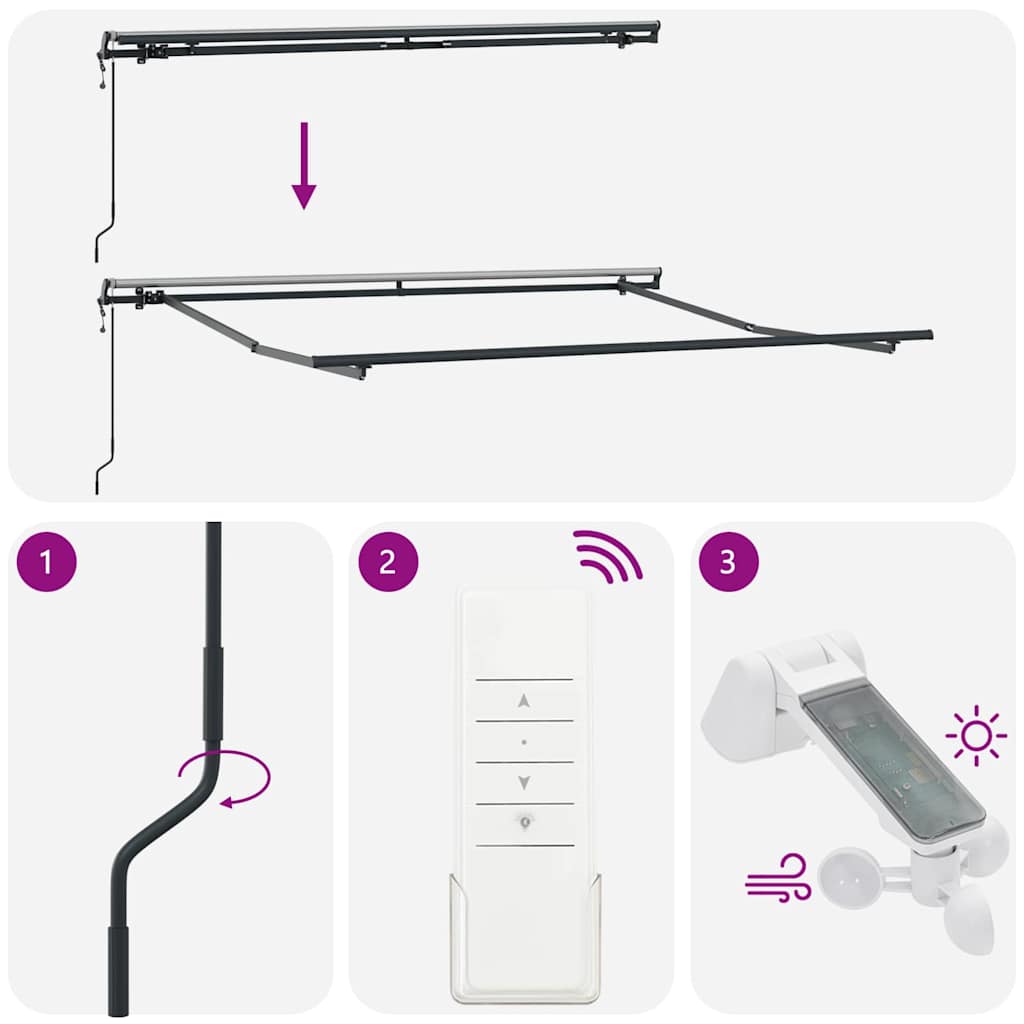 Tenda Retrattile Multicolore 300 x 250 cm Tessuto 3330003