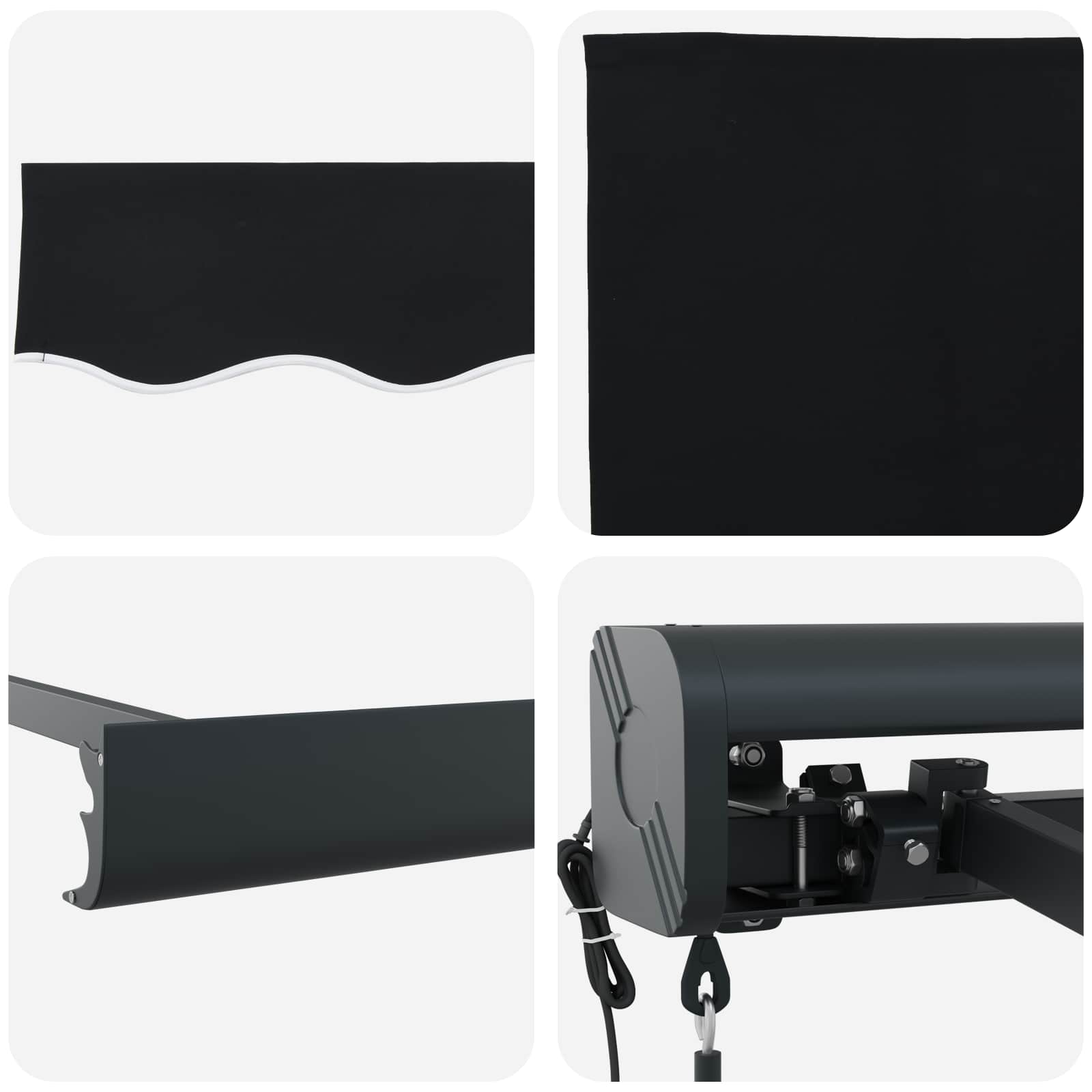 Tenda Retrattile Nero 300 x 250 cm Tessuto e Metallo 3330048