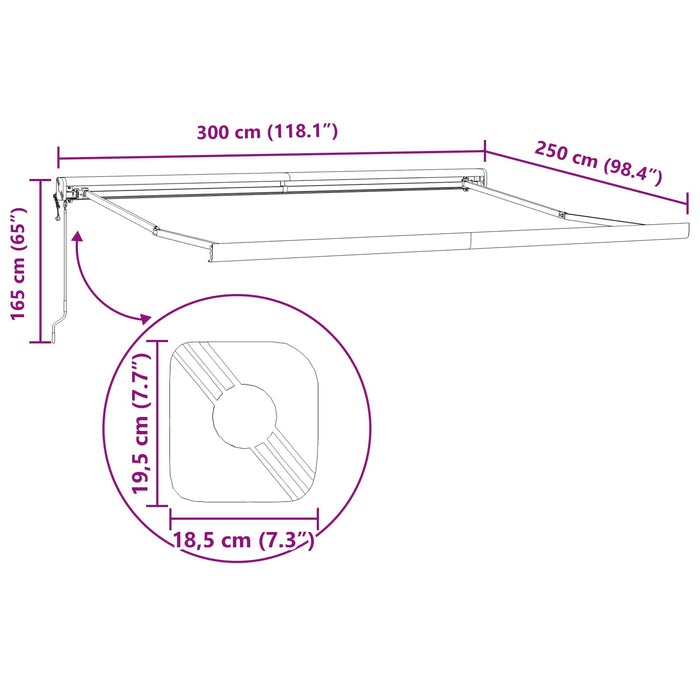 Tenda Retrattile Bianco 300 x 250 cm Tessuto e Metallo 3330082