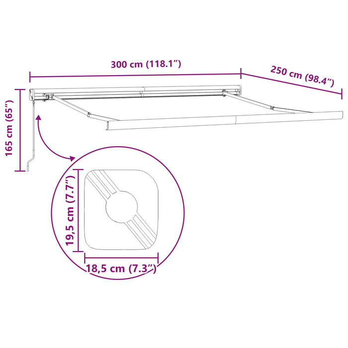 Tenda Retrattile Verde e Giallo 300 x 250 cm Tessuto e Metallo 3330171