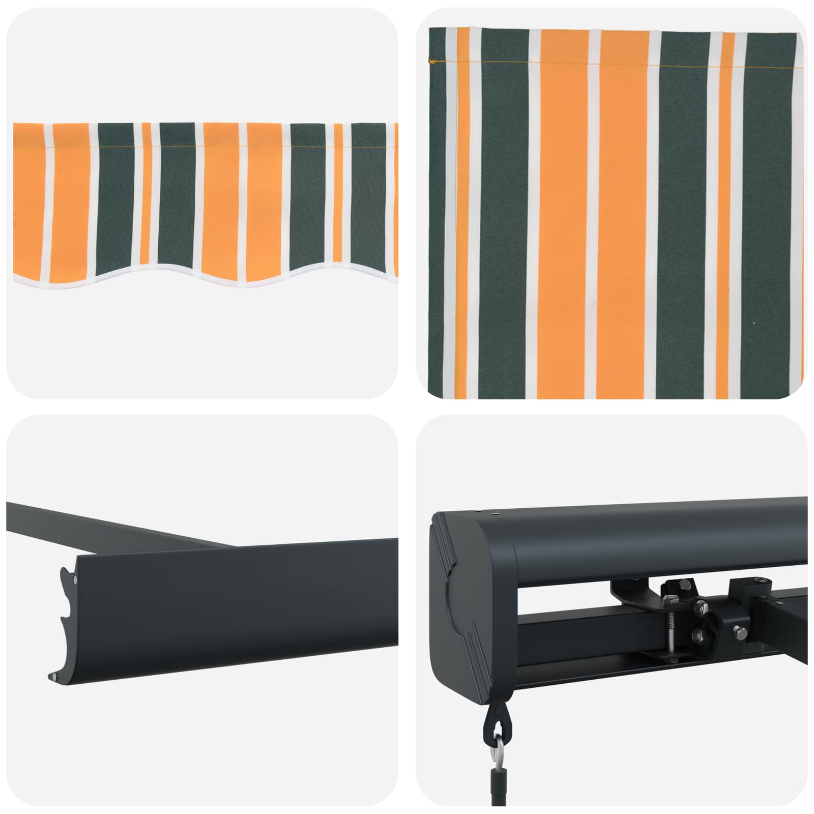 Tenda Retrattile Verde e Giallo 300 x 250 cm Tessuto e Metallo 3330173