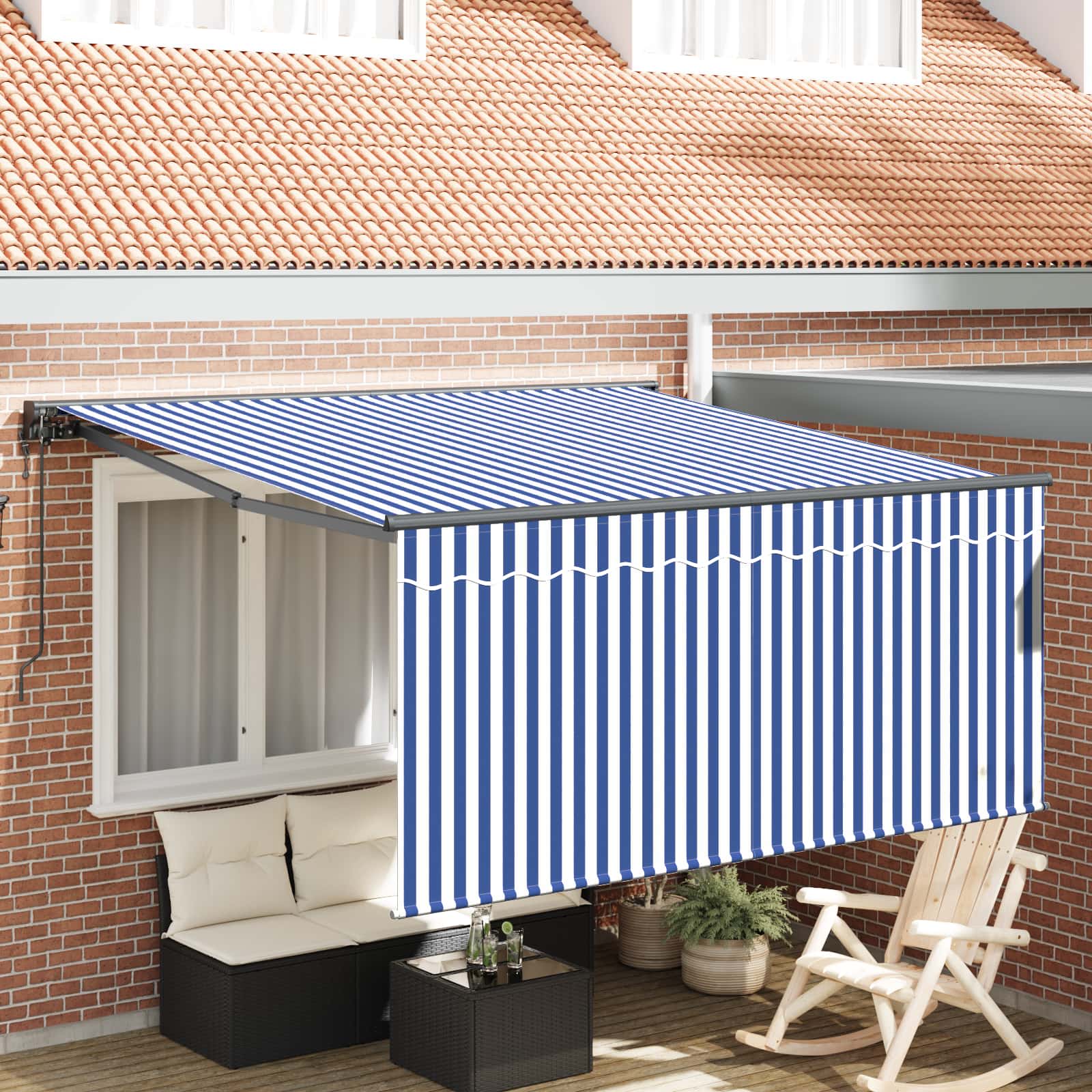 Tenda Retrattile Blu e Bianco 350 x 250 cm 3330202
