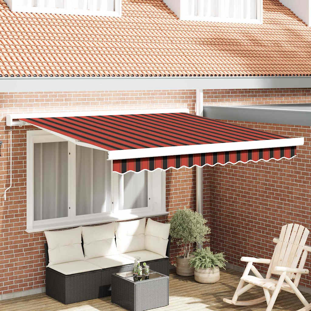 vidaXL Tenda Retrattile Arancione e Marrone 350 x 250 cm
