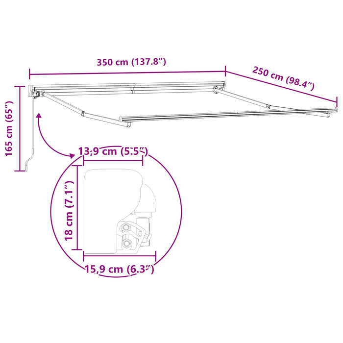 Tenda Retrattile Arancione e Marrone 350x250 cm Tessuto 3330241