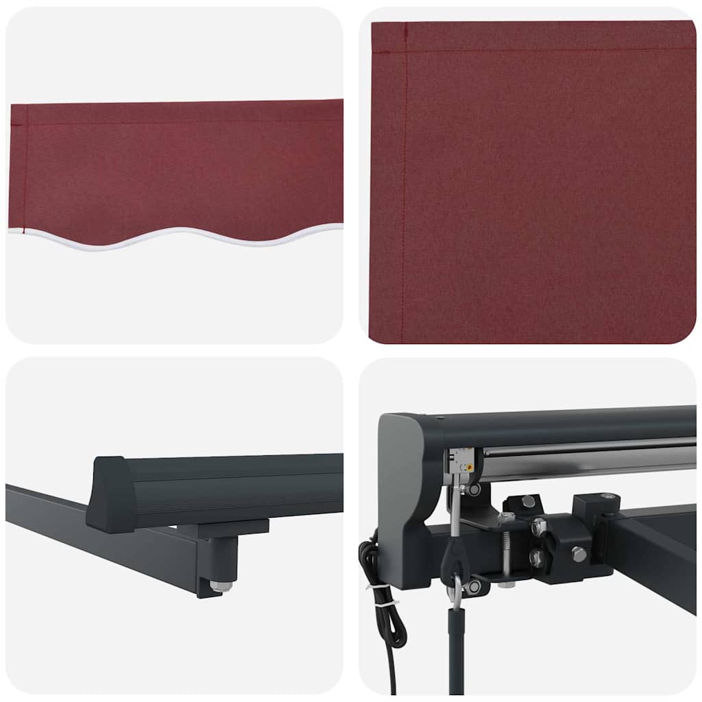vidaXL Tenda Retrattile Rosso Borgogna 350x250 cm Tessuto