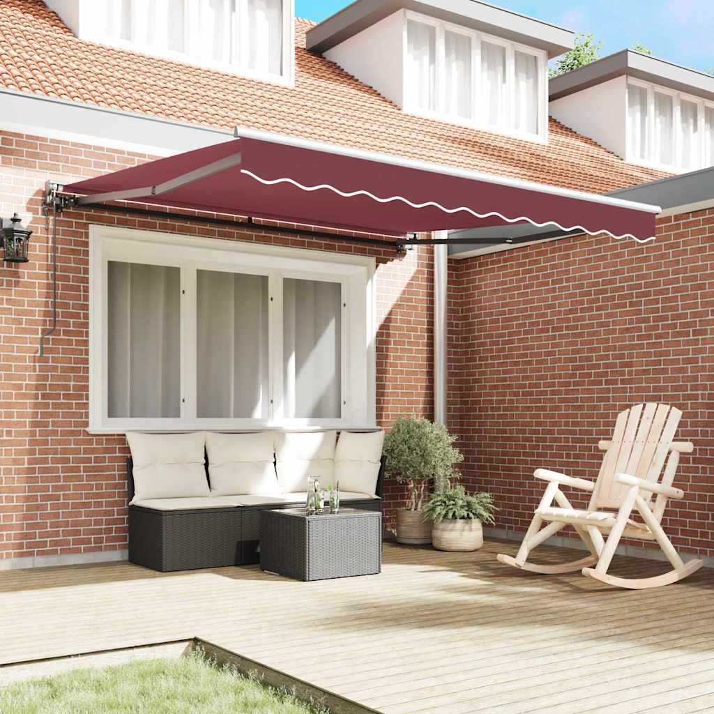 vidaXL Tenda Retrattile Rosso Borgogna 350x250 cm Tessuto