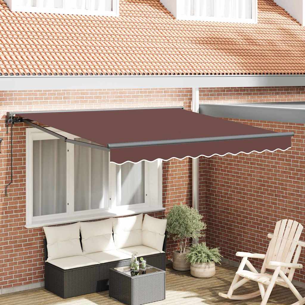 vidaXL Tenda Retrattile Marrone 350x250 cm Tessuto