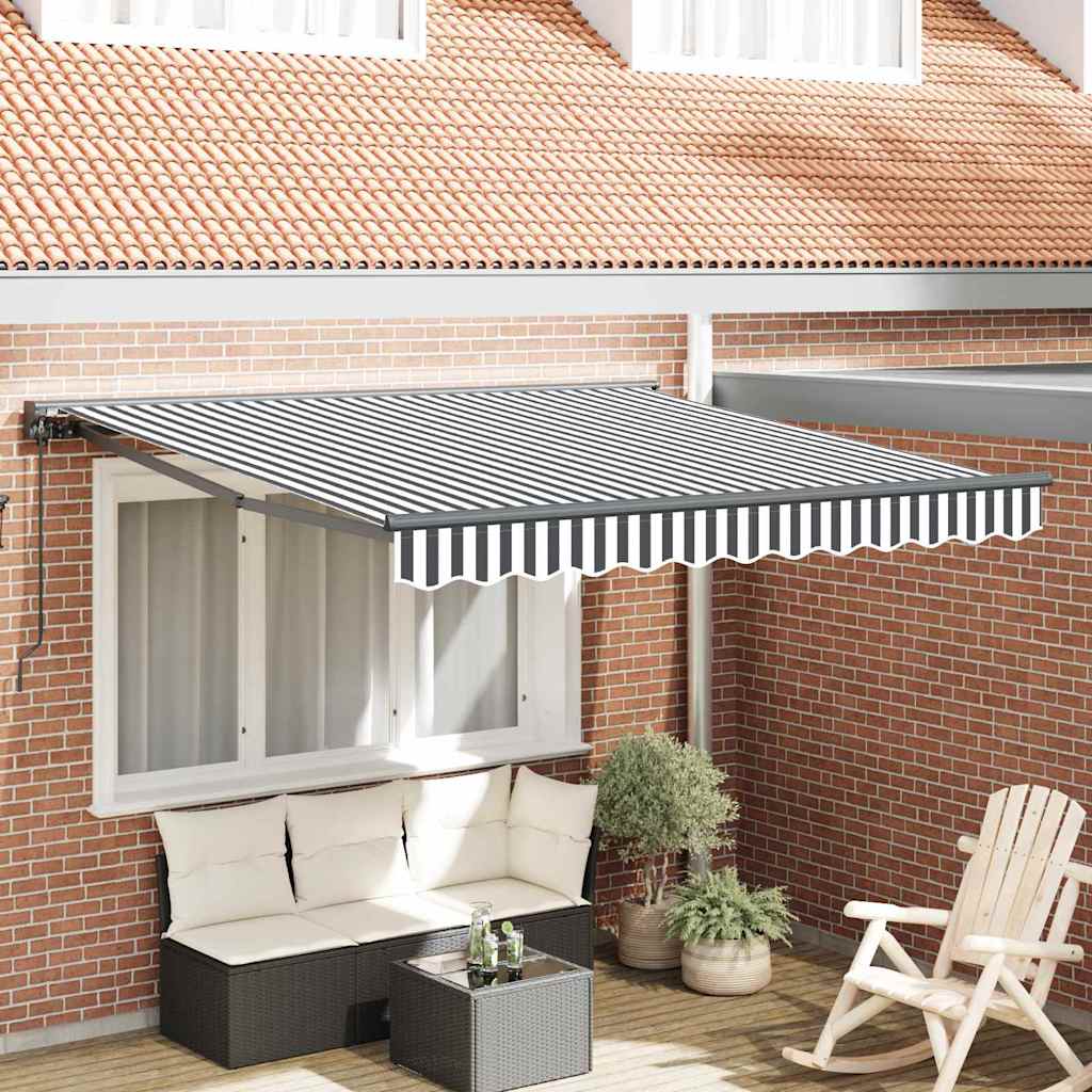 vidaXL Tenda Retrattile Antracite e Bianco 350x250 cm Tessuto