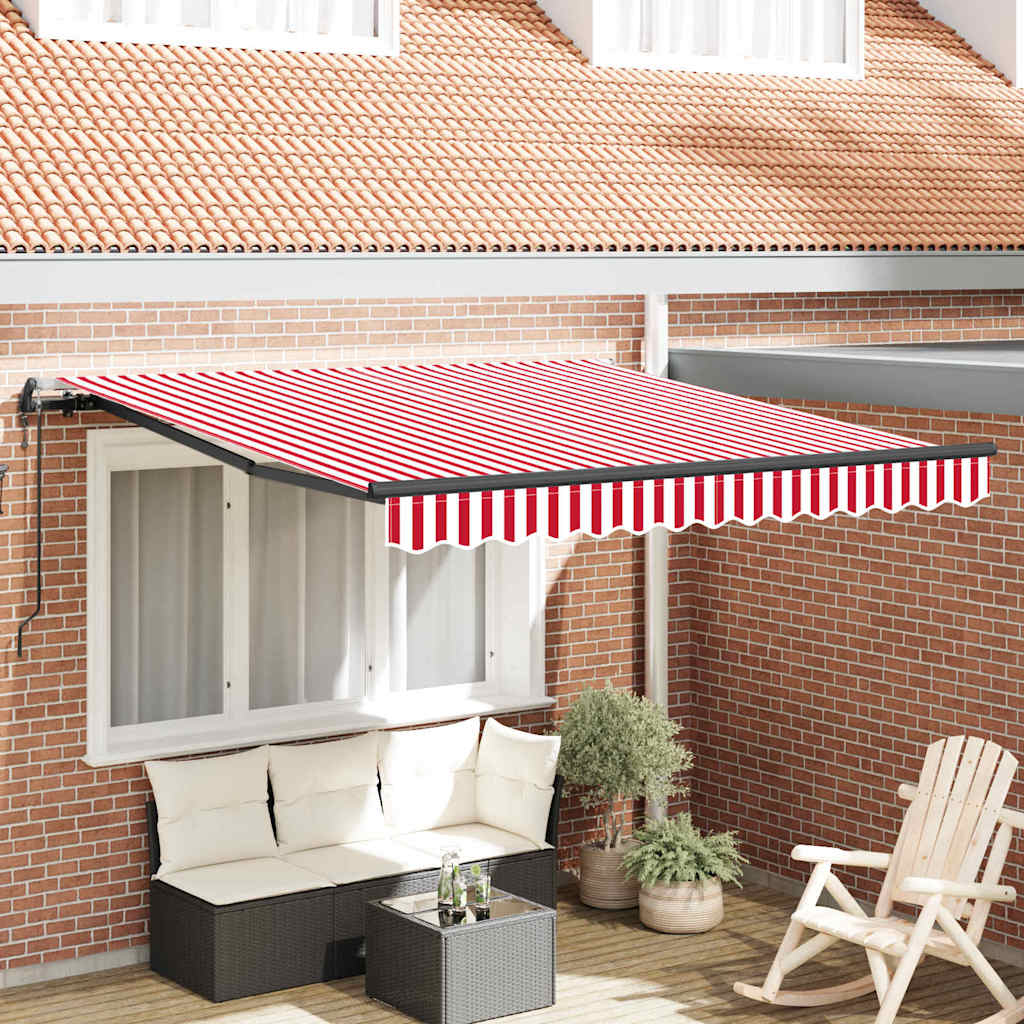 Tenda Retrattile Rosso e bianco 350 x 250 cm Tessuto 3330273