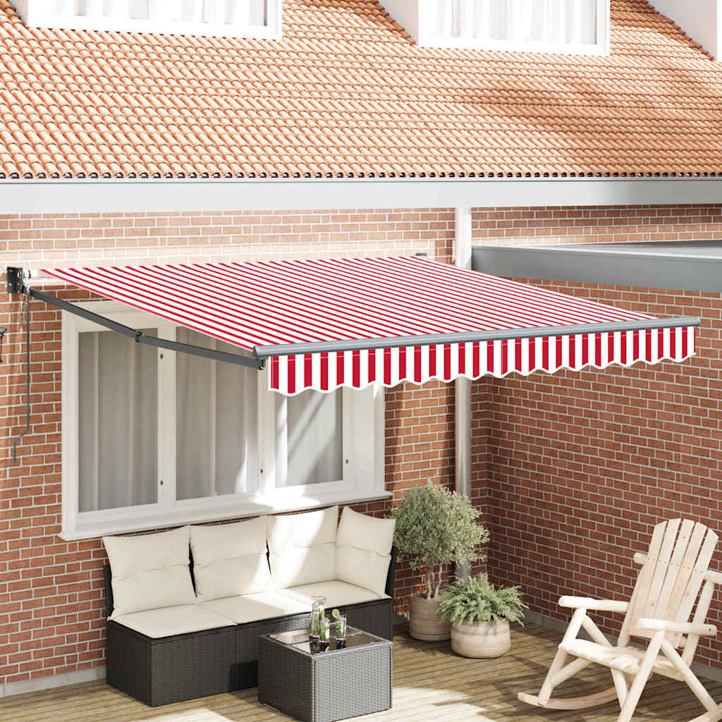 Tenda da sole elettrica retrattile a strisce rosse e bianche 350x250 cm 3330278