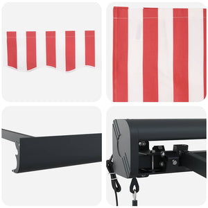 Tenda Retrattile Rosso e bianco 350 x 250 cm Tessuto, Metallo 3330282