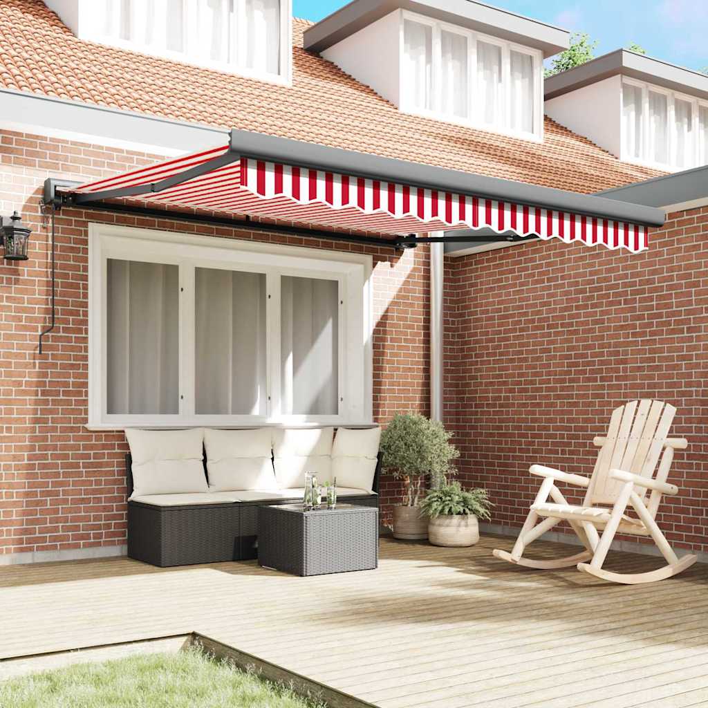 Tenda Retrattile Rosso e bianco 350 x 250 cm Tessuto, Metallo 3330282