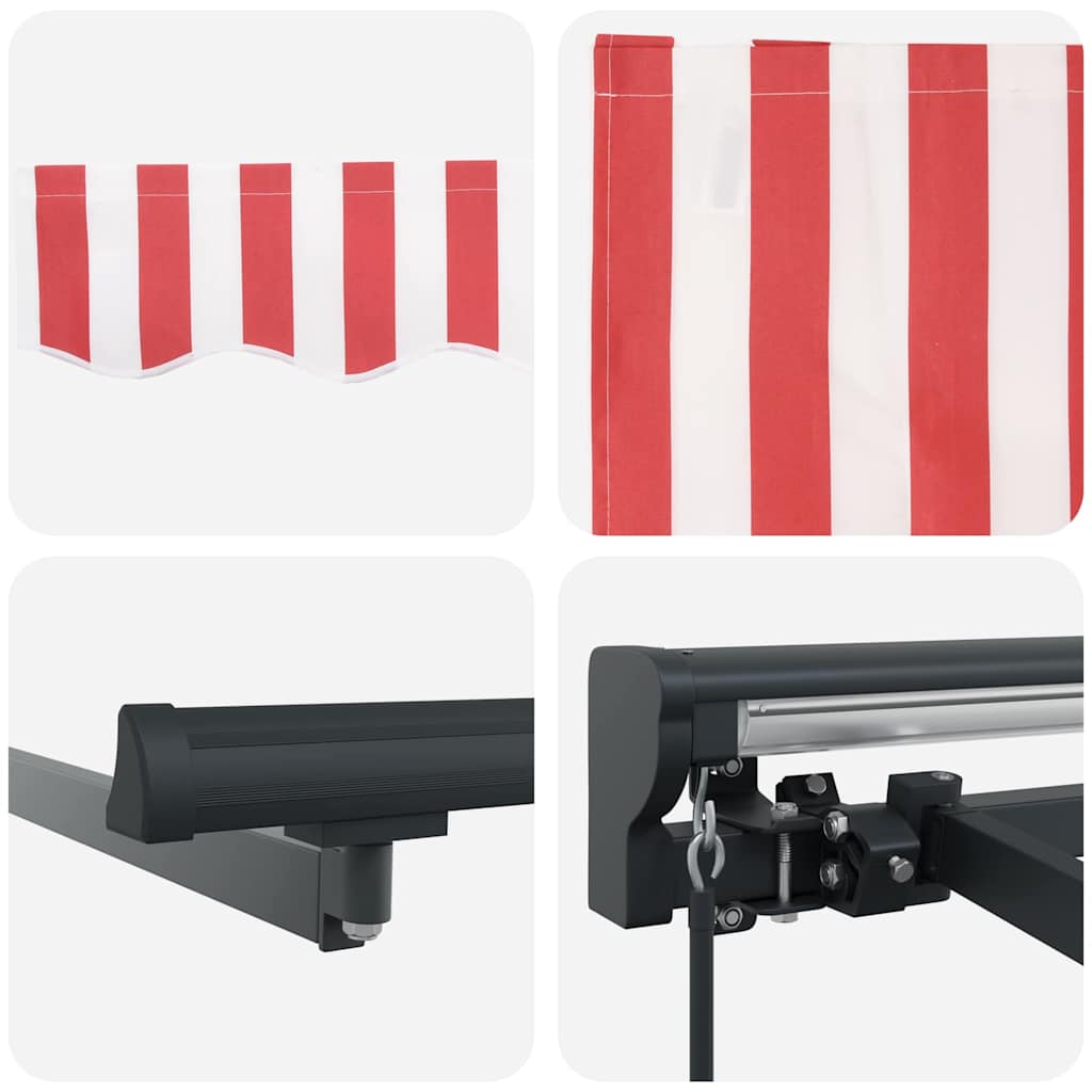 vidaXL Tenda Retrattile Striscia Rossa e Bianca 350x250 cm Tessuto