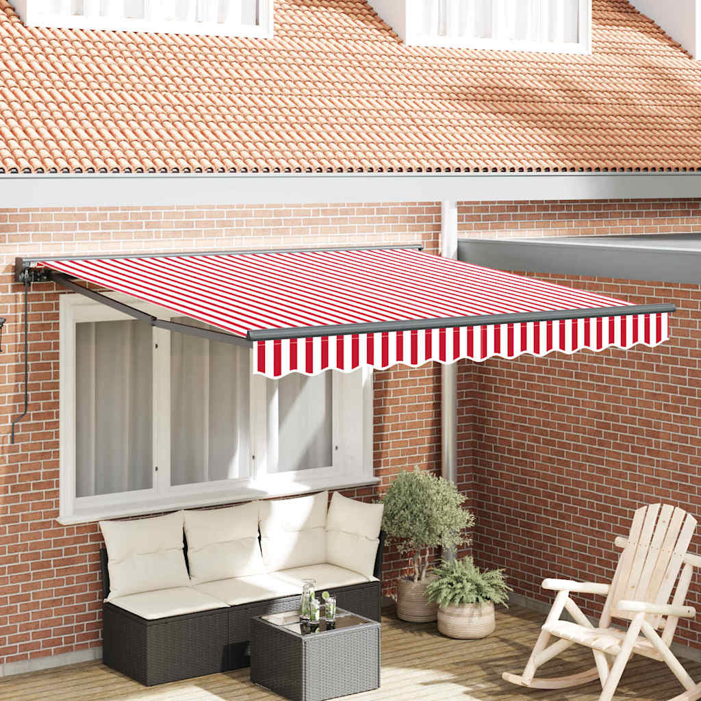 vidaXL Tenda Retrattile Striscia Rossa e Bianca 350x250 cm Tessuto