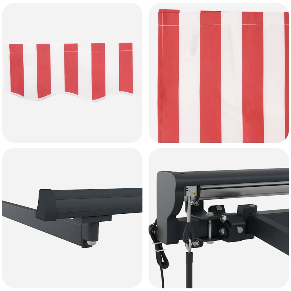 vidaXL Tenda Retrattile Striscia Rossa e Bianca 350x250 cm Tessuto