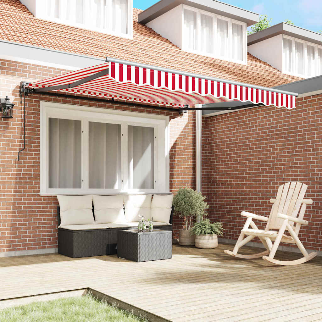 vidaXL Tenda Retrattile Striscia Rossa e Bianca 350x250 cm Tessuto