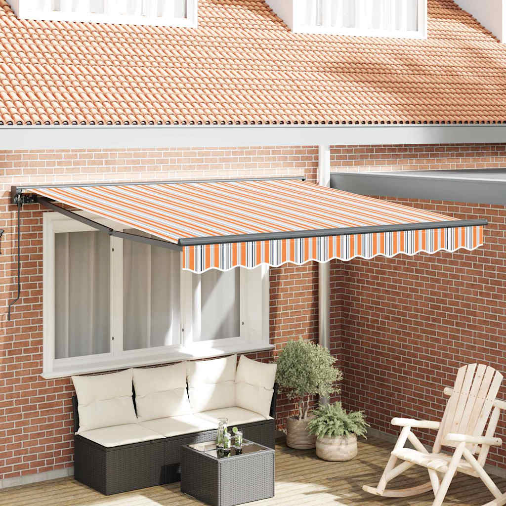 vidaXL Tenda Retrattile Striscia Multicolore 350x250 cm Tessuto