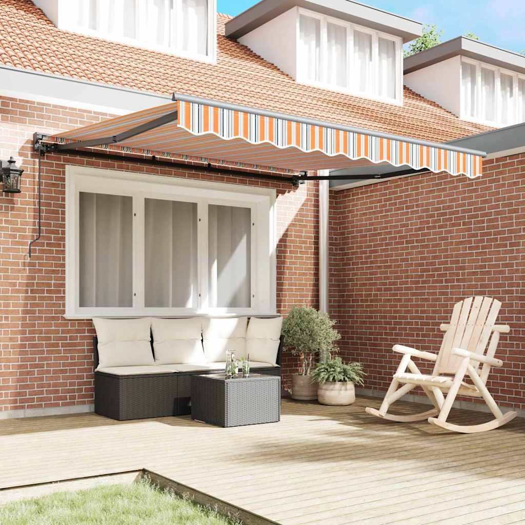 vidaXL Tenda Retrattile Striscia Multicolore 350x250 cm Tessuto
