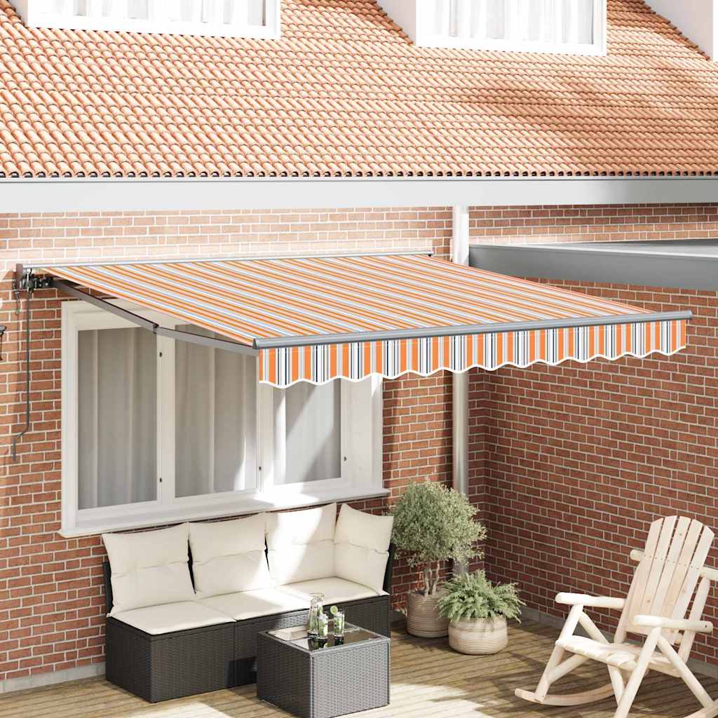 vidaXL Tenda Retrattile Striscia Multicolore 350x250 cm Tessuto