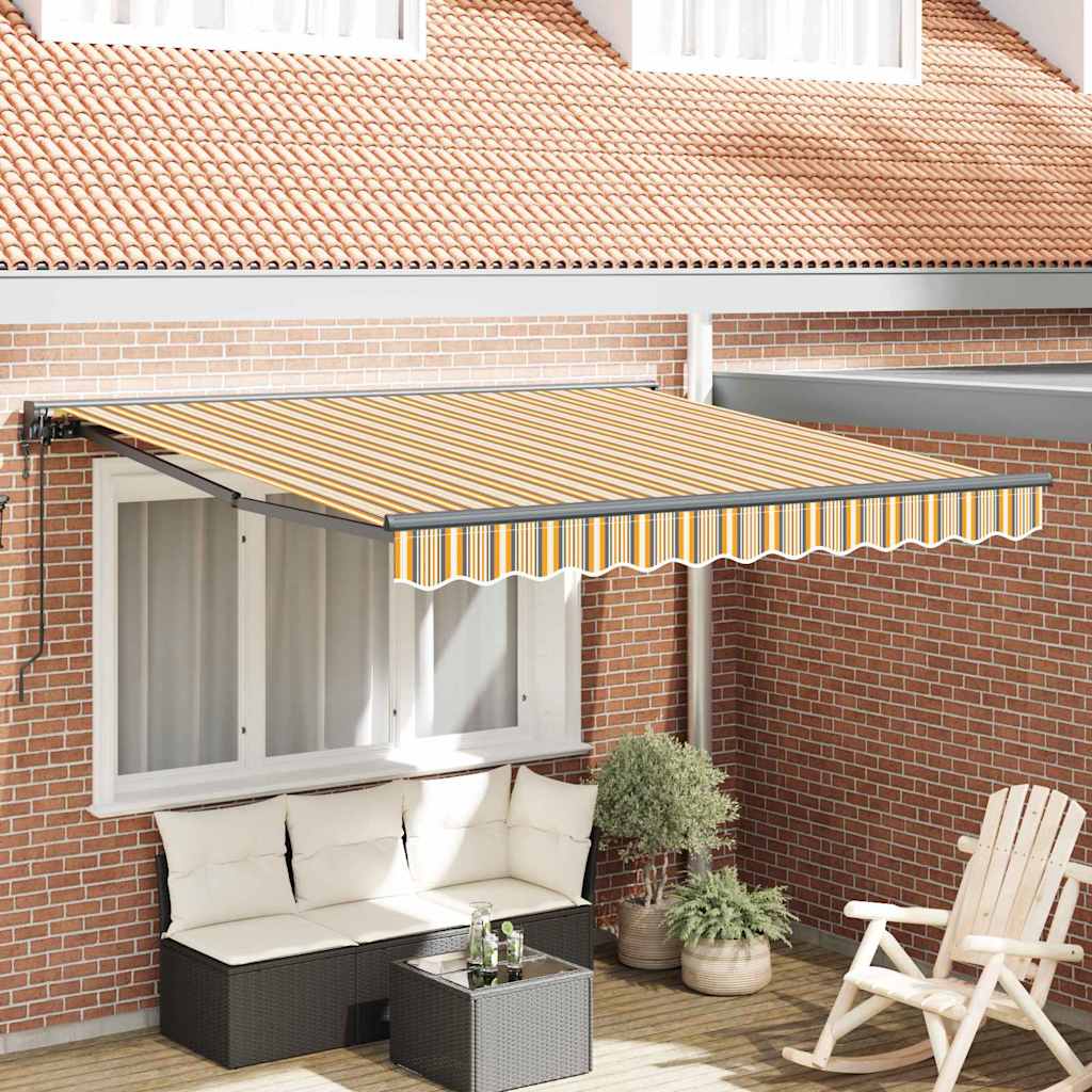 vidaXL Tenda Retrattile Striscia Multicolore 350x250 cm Tessuto