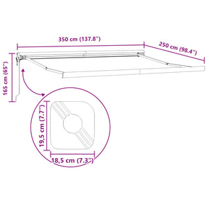 Tenda Retrattile Nero 350 x 250 cm Tessuto, Metallo 3330334