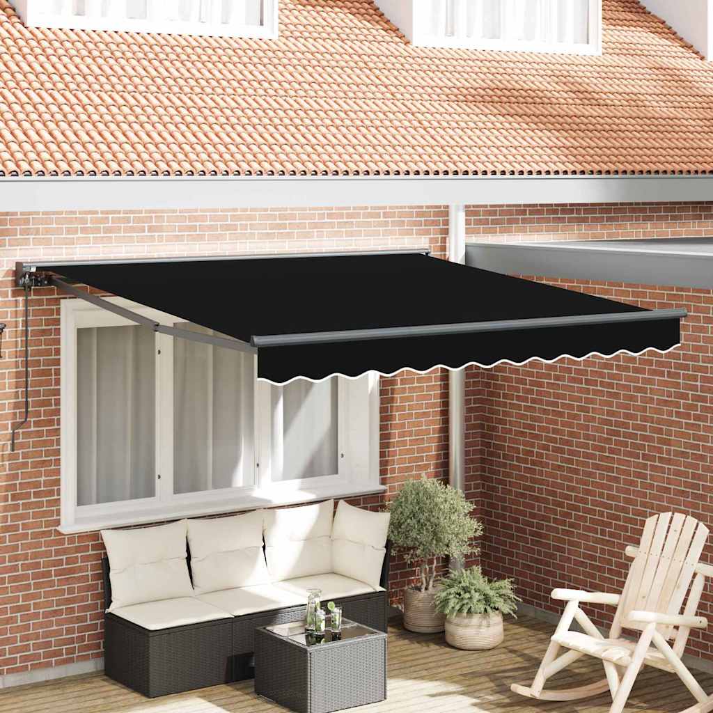 vidaXL Tenda Retrattile Nero 350x250 cm Tessuto