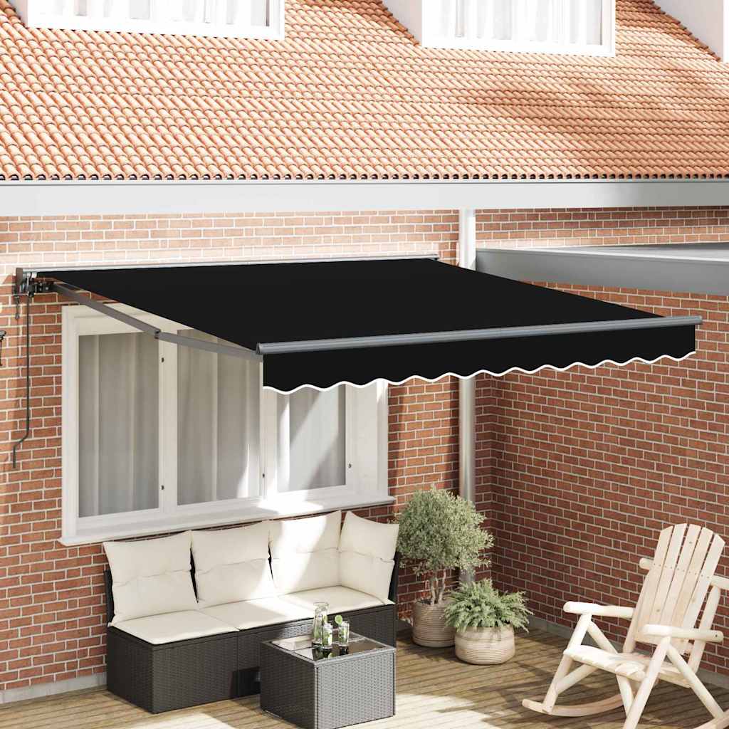 Tenda Retrattile Nero 350x250 cm Tessuto 3330338