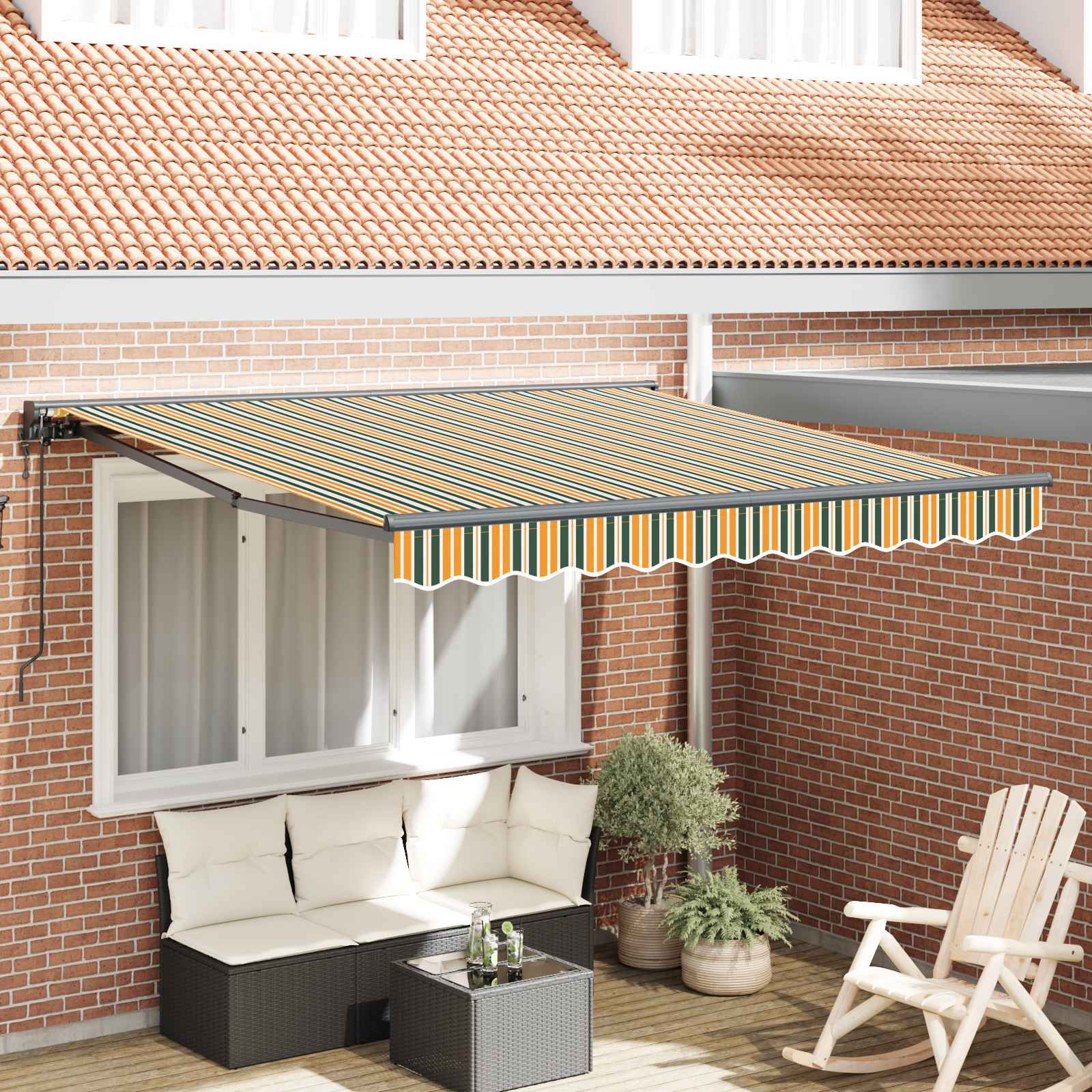 Tenda Retrattile Verde e Giallo 350 x 250 cm 3330464