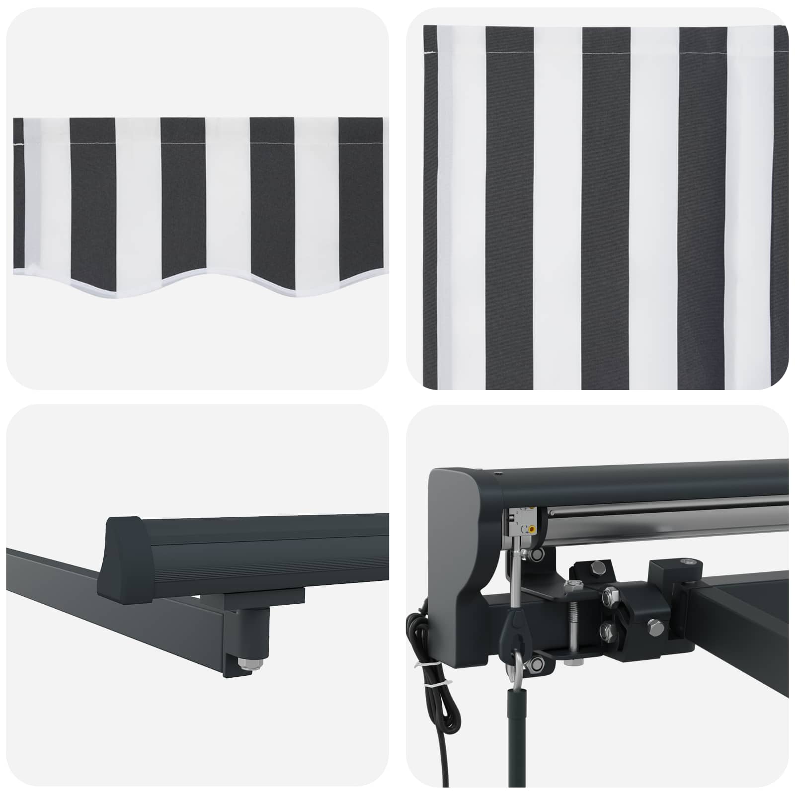 Tenda Retrattile Antracite e Bianco 400x300 cm Tessuto 3330526