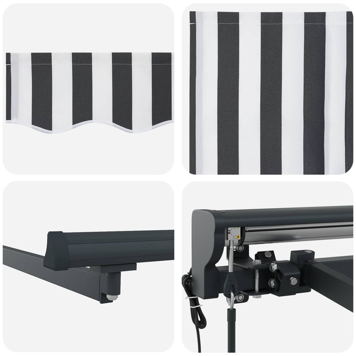 Tenda Retrattile Antracite e Bianco 400x300 cm Tessuto 3330526