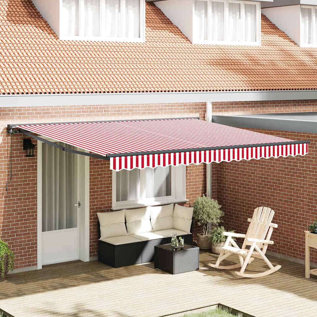 vidaXL Tenda Retrattile Striscia Rossa e Bianca 400x300 cm Tessuto