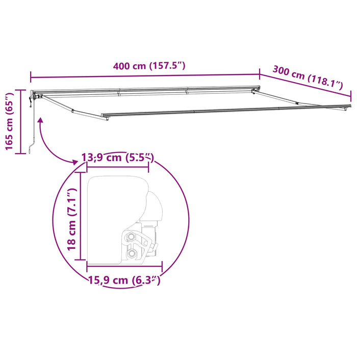 Tenda Retrattile Striscia Multicolore 400x300 cm Tessuto 3330590