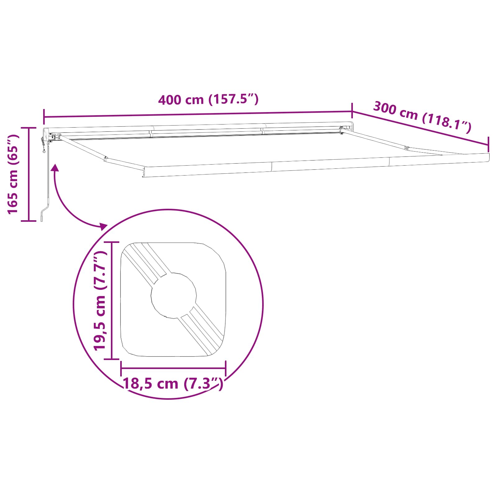 Tenda Retrattile Grigio chiaro 400 ×300 cm Tessuto e Metallo 3330651