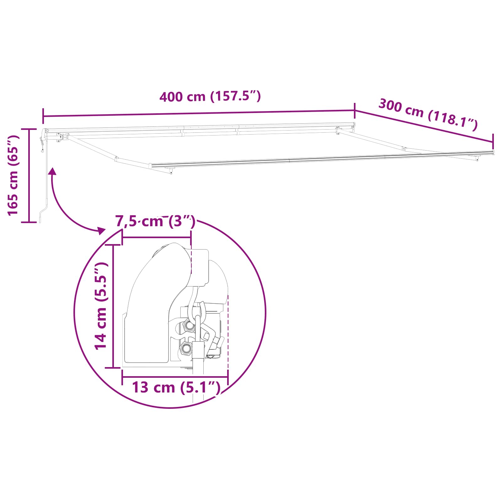 Tenda Retrattile 400 × 300 cm Rosso 3330689