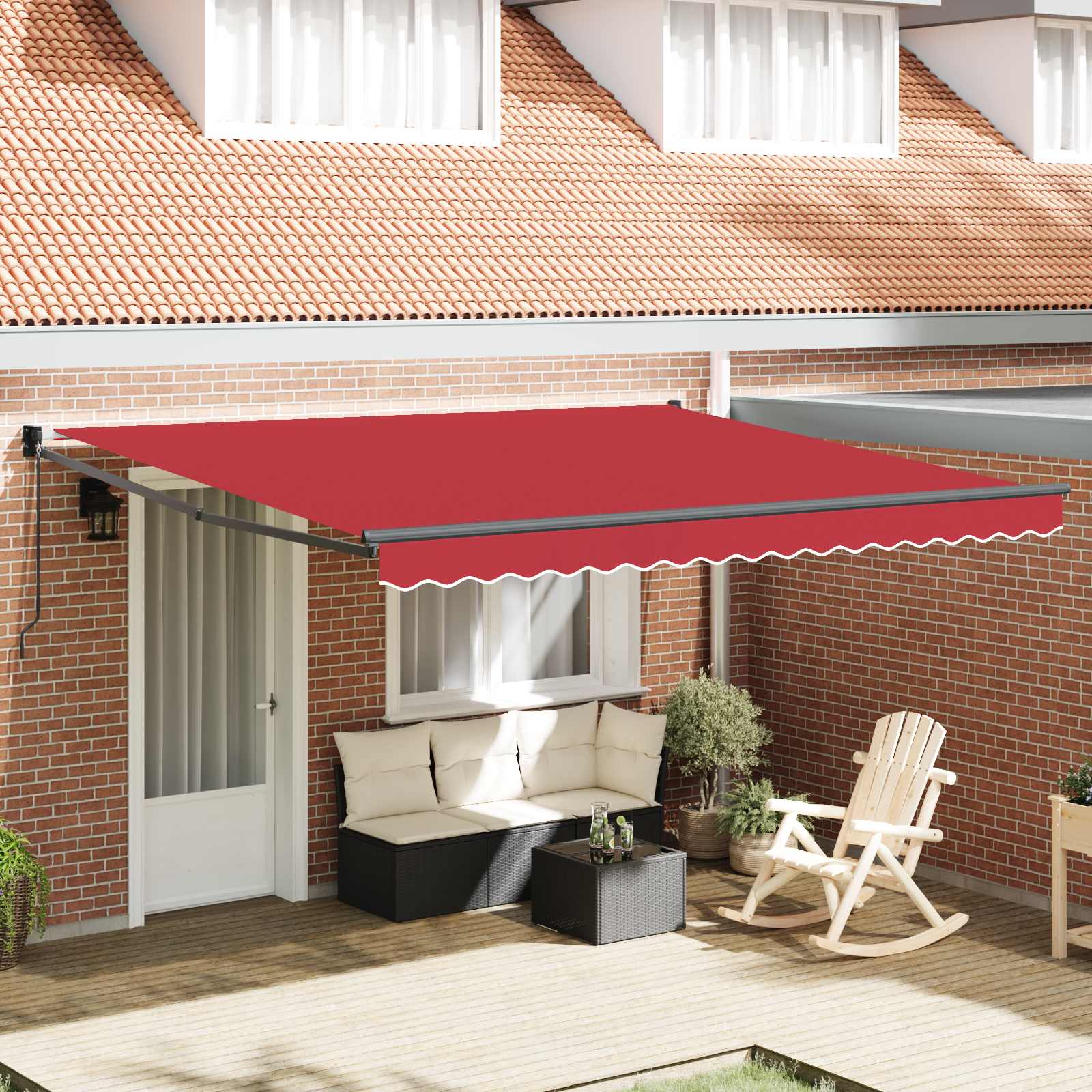 Tenda Retrattile Rosso 400 × 300 cm Poliestere e Alluminio 3330697