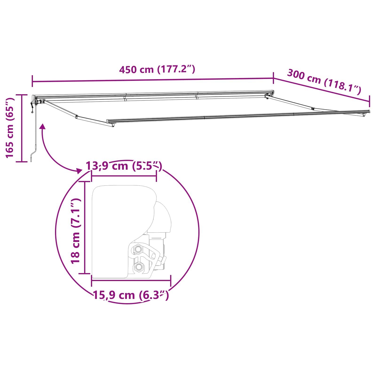 Tenda Retrattile Blu e Bianco 450x300 cm Tessuto 3330852