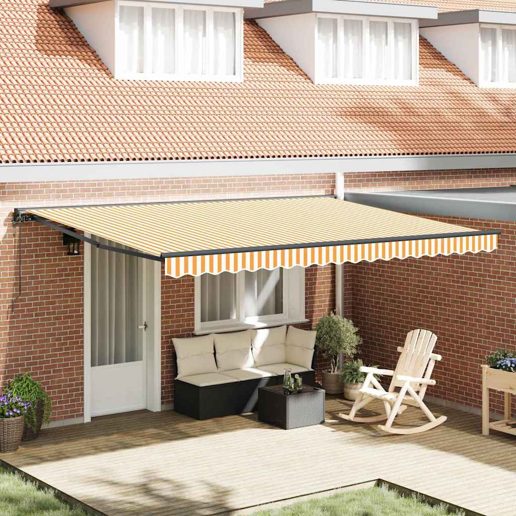 vidaXL Tenda Retrattile Arancione e bianco 450x300 cm Tessuto