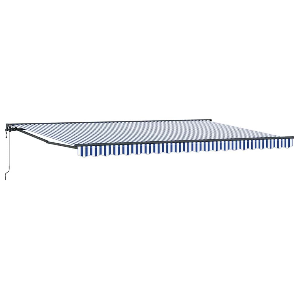 vidaXL Tenda Retrattile Blu e Bianco 500x300 cm Tessuto