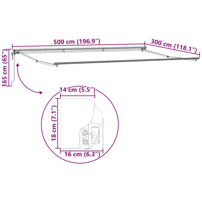 Tenda Retrattile Blu e Bianco 500x300 cm Tessuto 3331198